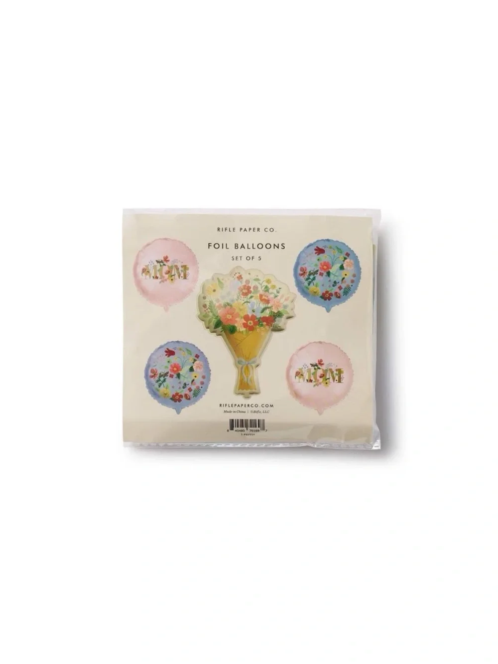 Rifle Paper Co. Floral 'Mom' Bouquet Balloon Set - Pink & Blue. Set of 5